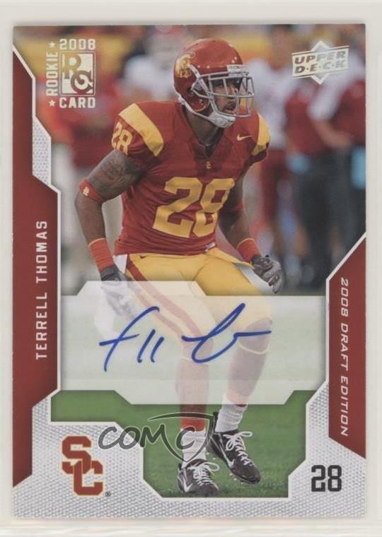 2008 Upper Deck Draft Edition Exclusives Terrell Thomas #94 Rookie Auto RC 2u3