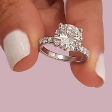 Wedding 950 Platinum Ring Lab Grown G/VS1 Diamond Round 3.5 Carat IGI E F VVS2