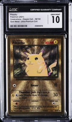 2021 POKEMON CELEBRATIONS PREM COLL GOLD METAL #58 PIKACHU CGC 10