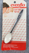 Vintage Evenflo Baby Stainless Lasting Rose Pattern Rubber Soft Bite Spoon 1989