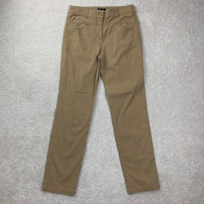 Escada Teresa Pants Womens 34 Dark Reed Tan Lyocell Cotton Straight Leg 5013304