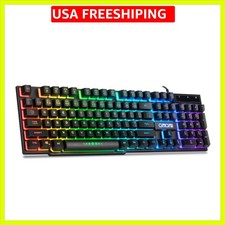 Wired Gaming Keyboard for Mac PC PS5 PS4 Xbox One Gamers, RGB Backlit LED Mec...