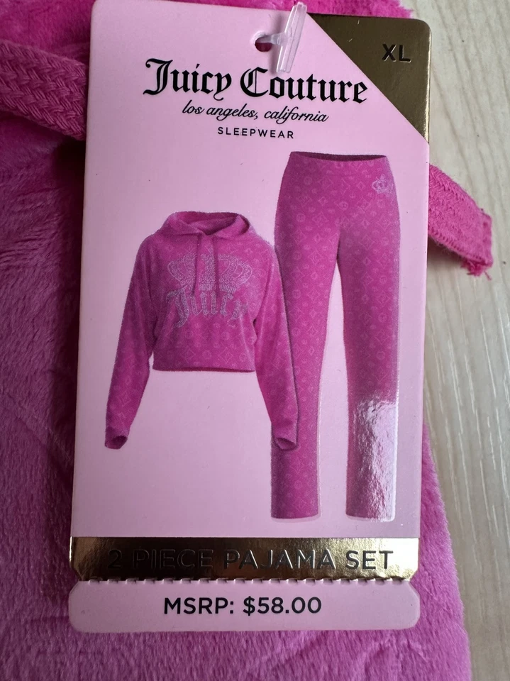 NWT Juicy Couture Pink Velvet Velour 2 Piece PJ Pajama Set Women's XL - Image 3 of 4