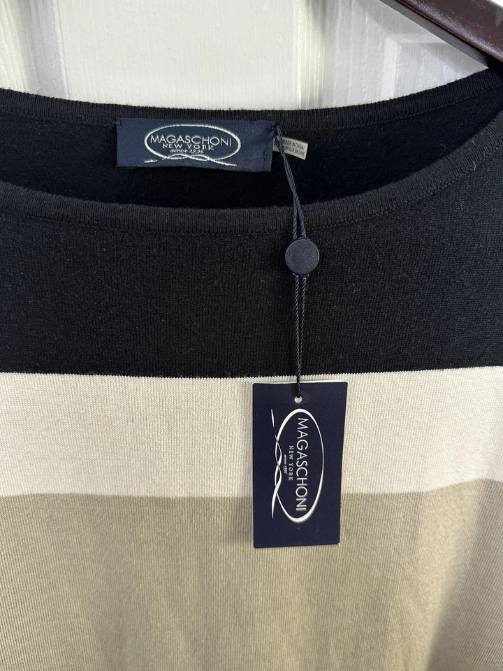 Magaschoni 女式丝绸羊绒混纺拼色毛衣连衣裙 XS 码全新带标签 248 美元 — 第 4/4 张图片