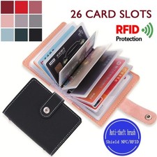 RFID Blocking ID Credit Card Holder 26 Cards Slim PU Leather Pocker Case Wallet