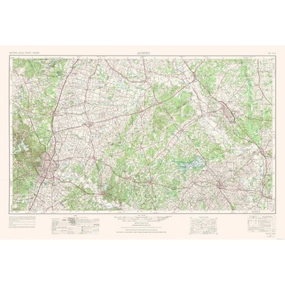Topographical Map - Austin Texas Quad - USGS 1954 - Vintage Wall Art