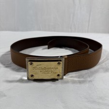 Dolce & Gabbana Plaque Belt Brown Leather Men...