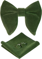 Mens Pretied Bowties Velvet Solid Color Adjustable Oversized Tuxedo Bow Tie and