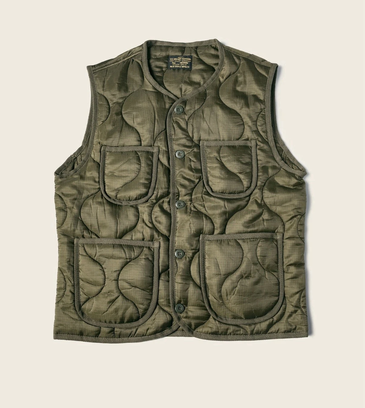 Military Style Quilted Padded Ripstop Nylon Vest - Olive L
Opens in a new window or tab