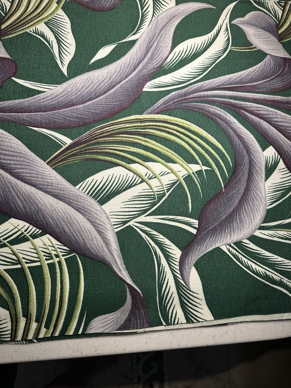 Vintage Emerald Green Palm Leaf New Old Stock Bark Cloth 4 Yards 29 In.