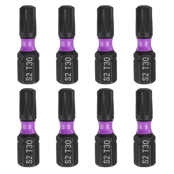 "8Stk T30 Torx Schraubendreher Bit 1/4\" Sechskantschaft 1\" LäNge 6-Punkt S2 Stahl"-image