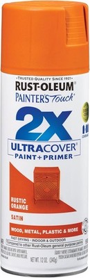 Rust Oleum Painter's Touch 2X Satin Fire Orange Paint 12 Ounce Spray Can