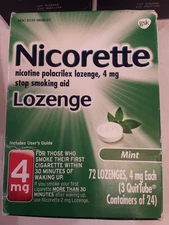 Nicorette 4mg Mint Nicotine Lozenge 72 Pieces