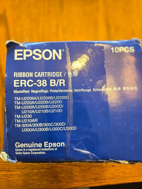 Genuine Epson ERC-38 B/R Ink Ribbons,  BOX of 10 - NEW