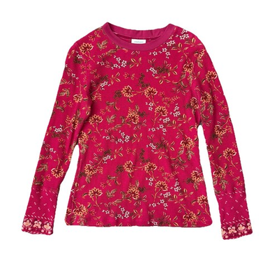 #ad Sundance Loretta Thermal Tee Womens Sz Medium Waffle Knit Top Floral Velvet Cuff $35.00