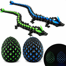 Glow in the Dark 3D Printed Dragon Eggs, Fantasy Dragon Egg Set with Glowing Dis