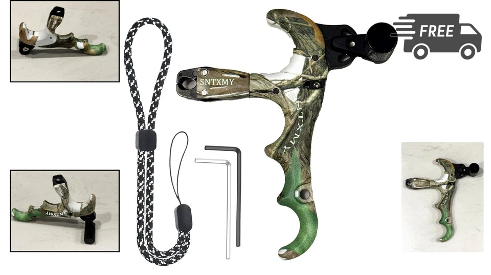 Archery Thumb Release for Compound Bow 360° Rotatable Trigger Adjustable Camo - Image 2 of 4