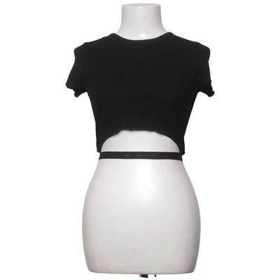 Bershka, Crop Top, Größe: S, Schwarz, Einfarbig, Rippenstrick, Damen #ikt