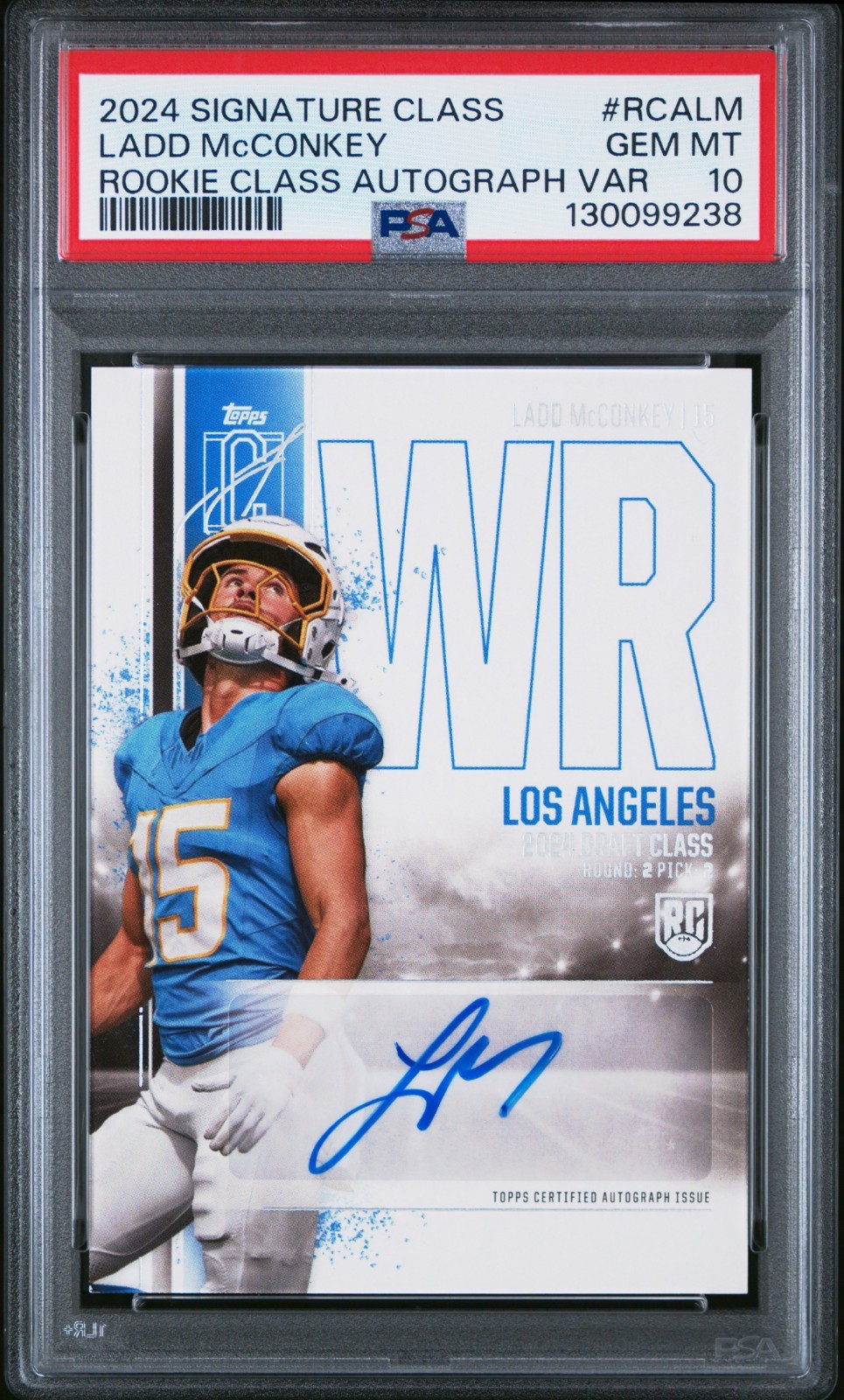 Ladd McConkey Topps Signature Class Rookie Class Autograph Variation #RCALM Base