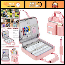3-Inch 3 Ring Zipper Binder Bag, 700 Sheet Capacity, Portable File Organizer, Pi