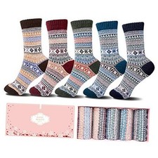 5 Pack Thick Knit Vintage Winter Warm Cozy Crew Socks Gifts Multicolor-d