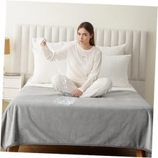 Water Proof Blanket 50x60 Inches - Reversible Flannel 50"x60" Pure Light Grey