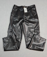 Forever 21 Womens Black Faux Leather Cargo Pants Medium NWT