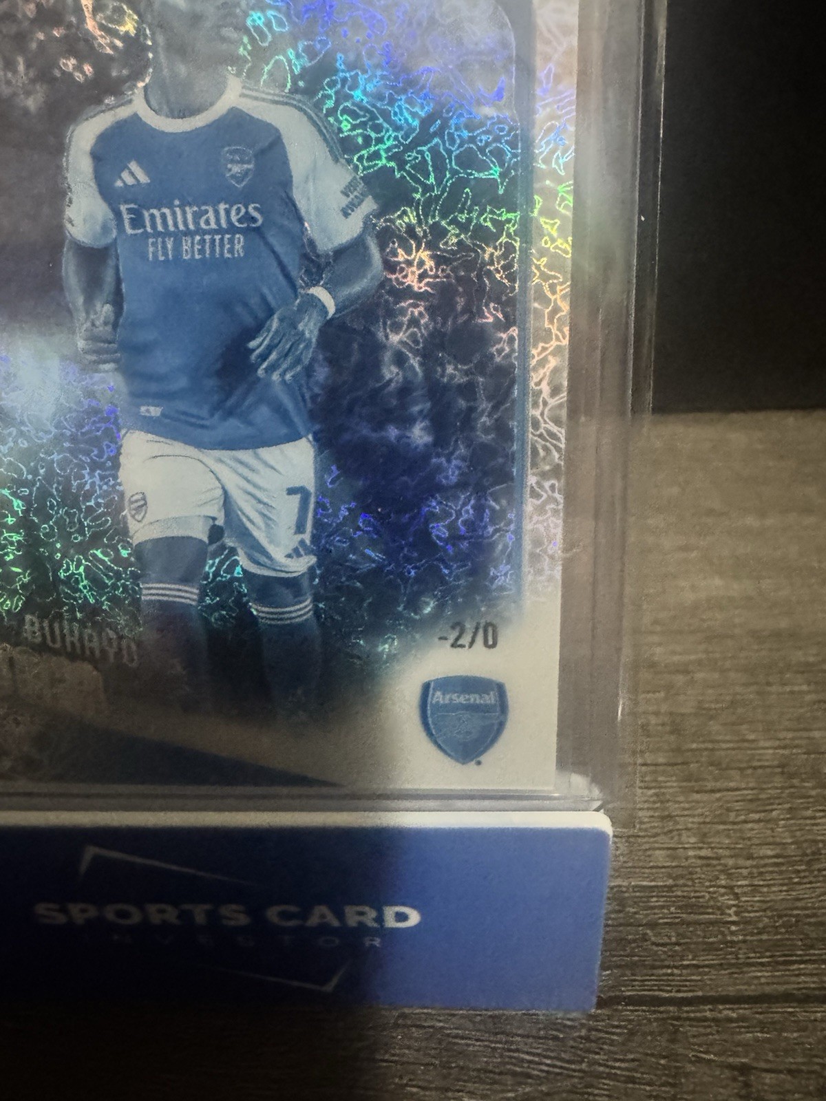 2025-26 Topps Chrome Premier League Bukayo Saka Negative Refractor Arsenal -2/0 view 3