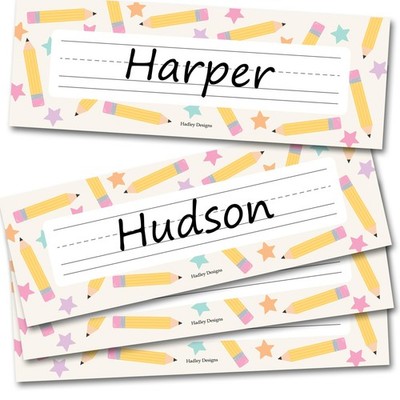 36 Pack 9x3 Desk Name Tags for Classroom Student Name Plates Pastel Color