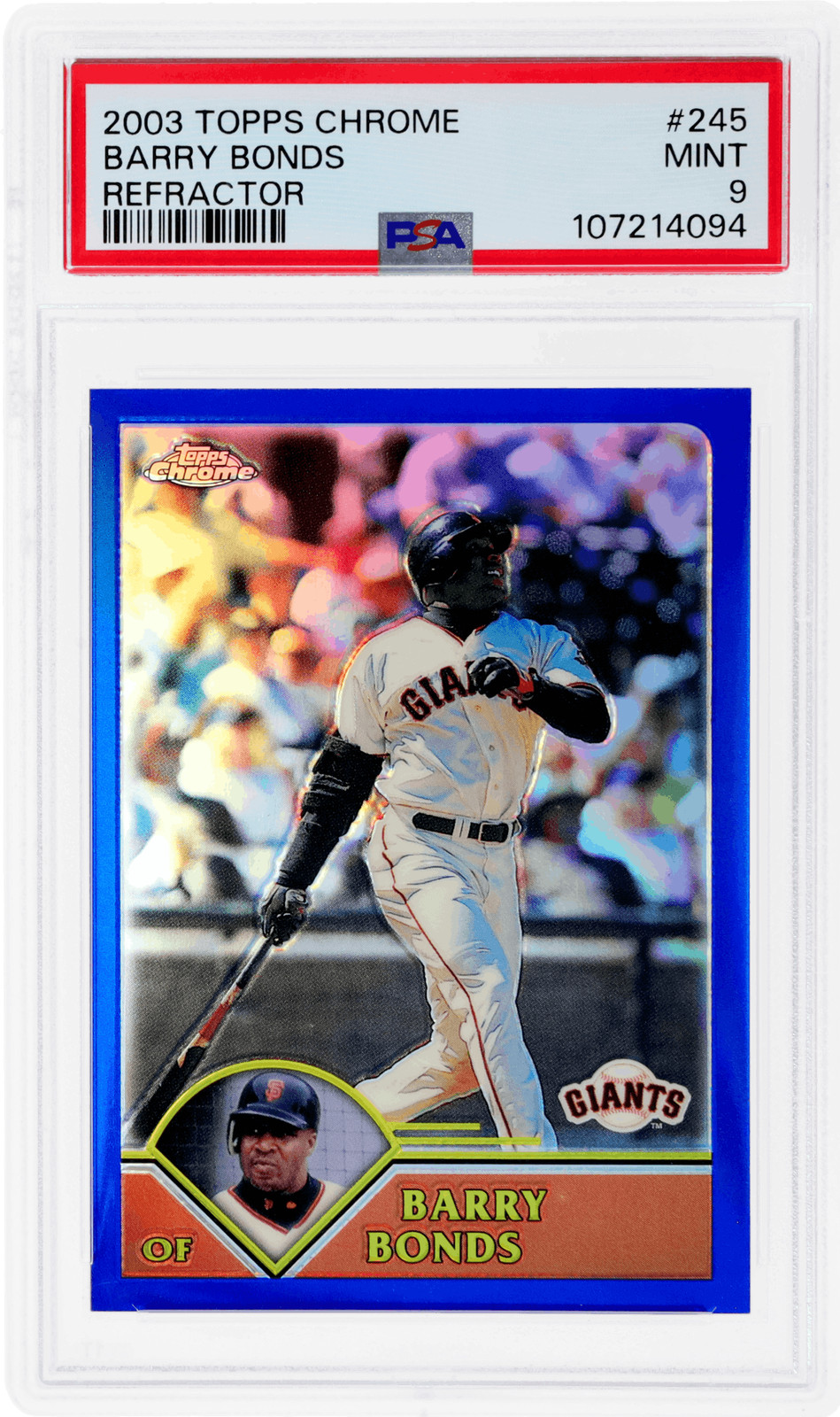 2003 Topps Chrome Barry Bonds Refractor #245 /699 PSA 9