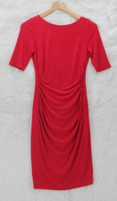 VINCE CAMUTO Dress Womens 4 Red Half Sleeve Above The Knee Cocktail Ruched #1101
