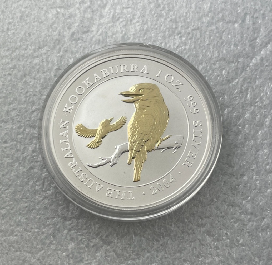 2004 Australian Kookaburra 1oz 999 Silver Coin Gilded Edition