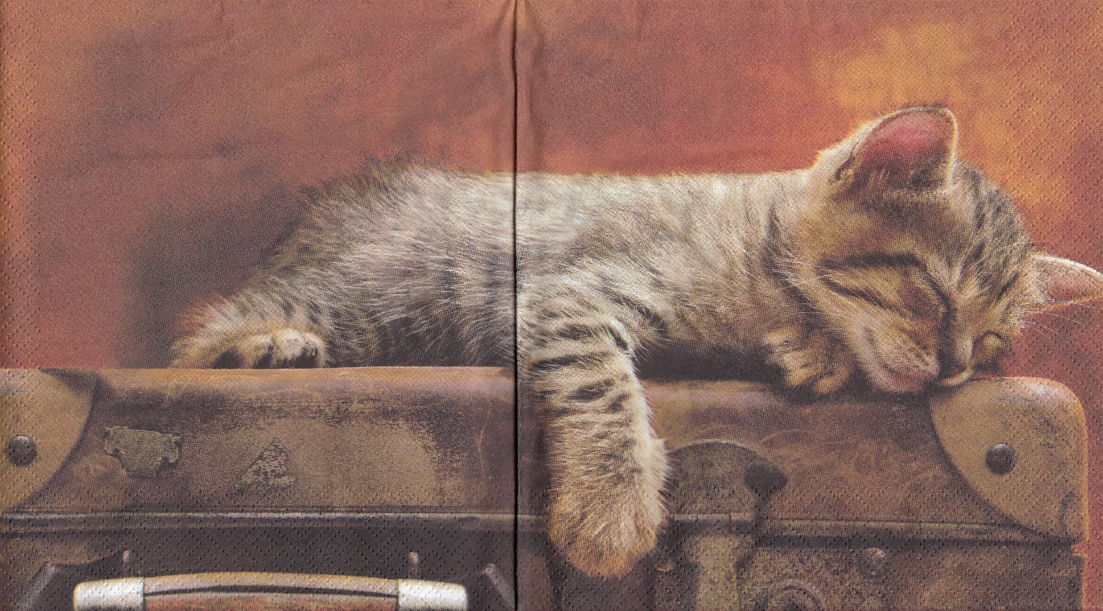 4 Lunch Papier Servietten Napkins (F2-9) kleine Katze schläft