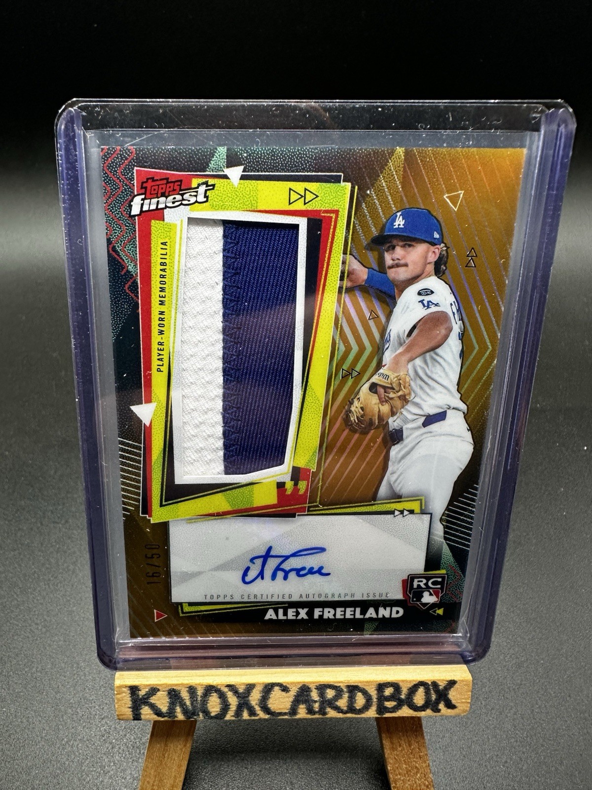 2026 Topps Finest Rookie Patch Auto Alex Freeland Gold 16/50 (RC) Dodgers