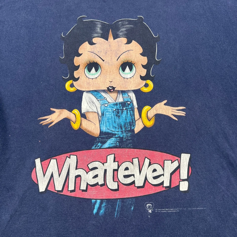 VTG Betty Boop Whatever! Hip Hop Mens T-Shirt XL Navy Blue Single Stitch 90s - Image 2 of 4