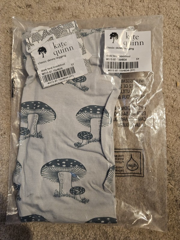 New Kate Quinn Classic Skinny Leggings Dark Teal Blue Toadstool 5T NWT Bamboo 5Y