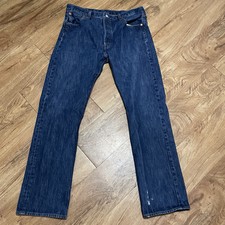 Levis 501 Jeans Blue Denim Button Fly Men 36X34 Straight Leg Original Classic