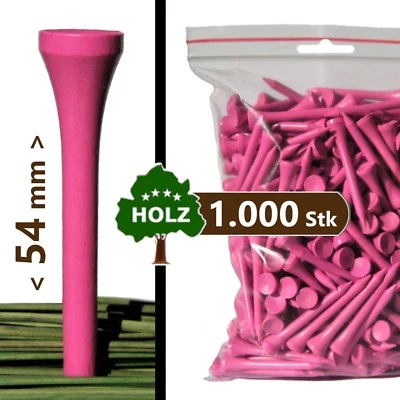 GOLF-TEES | 1000 x | Holz - 54 mm - pink | premium Qualität | wood - 2 1/8 prime - Bild 1 von 4
