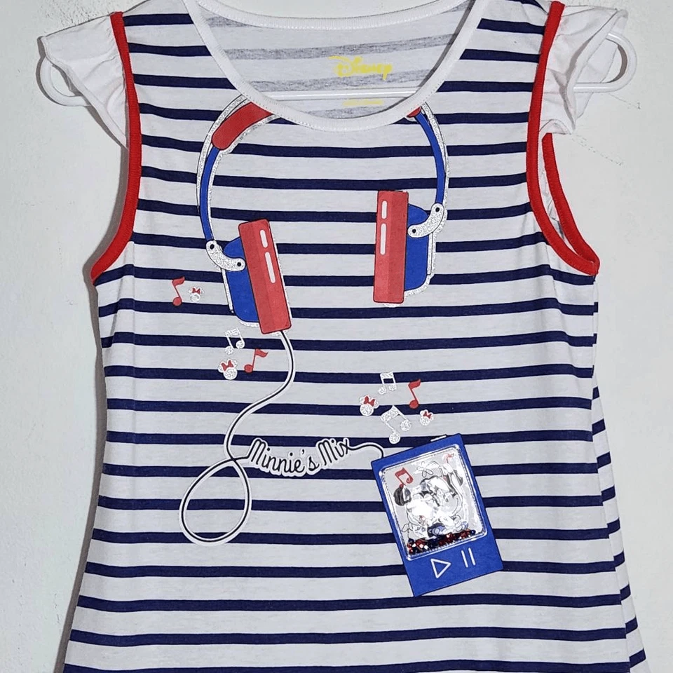 Vestido Disney Azul Marino y Rojo Minnie Mouse Talla XL 14/16 Disney Vestido a Rayas Foto 2 de 4