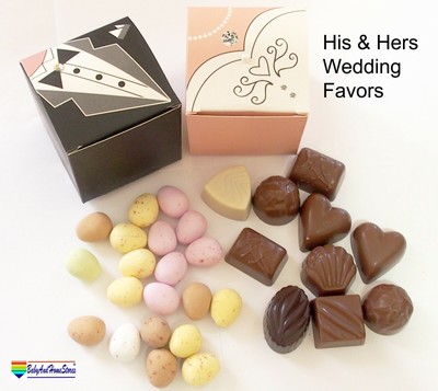 Wedding Favours Box For Chocolates Bride Groom His Her Table