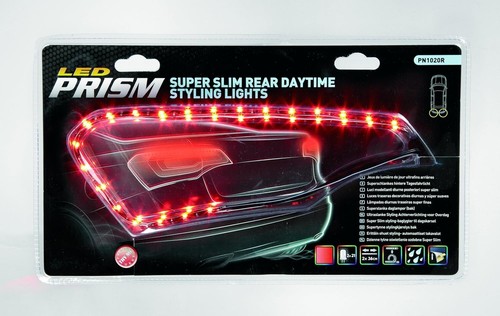 Strisce Luci Crociera Prisma Super Slim Auto Posteriore LED Rosso Corsa Diurna Styling - Foto 2 di 4