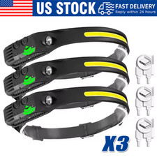 COB LED Headlamp USB Rechargeable Headlight Torch Work Light Bar Head Band Lamp