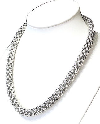 GABRIELLE BRUNI Necklace Sterling Silver Italian Panther Tube Popcorn Link 2oz