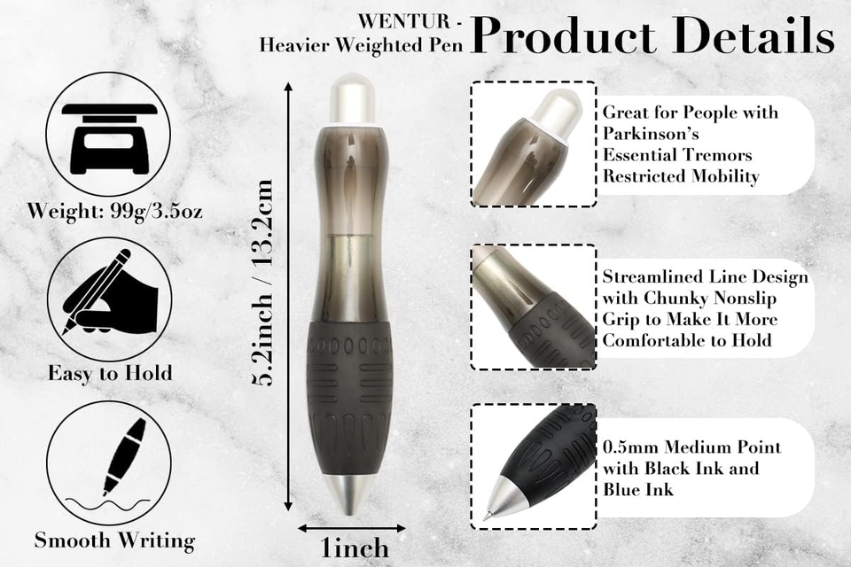 Weighted Pens for Hand Tremors, Parkinsons Patients, Arthritis Hand