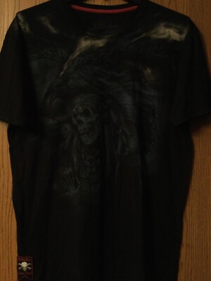 Affliction (Brand) - Skeleton With Indian Headdress -  Live Fast  - Black - 2XL