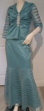 BEAUTIFUL BLUE TEAL 2 PIECE LONG SKIRT TOP A KM COLLECTIONS BY MILLA BELL SIZE 8