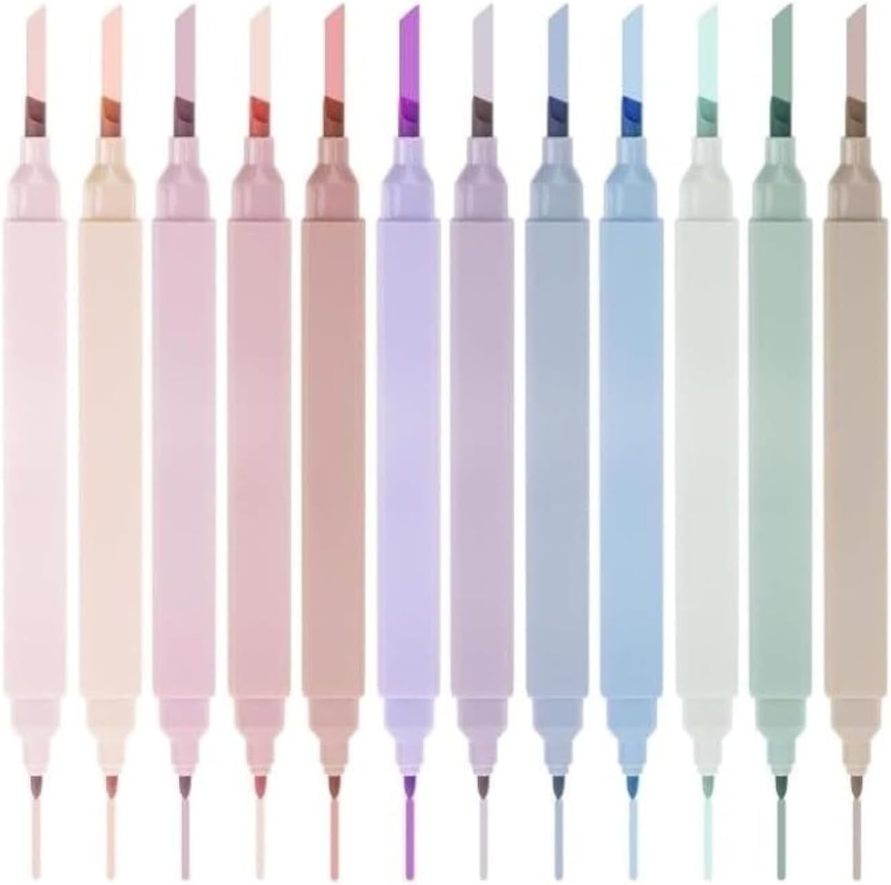 Aesthetic Highlighters, 12 Pcs Dual Tip Highlighters Tips-1, Multicolor-image