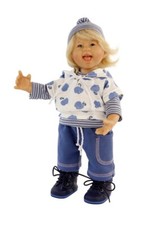 Schildkröt Künstlerpuppen Müller Wichtel Felix blond blaue Augen 30 cm groß