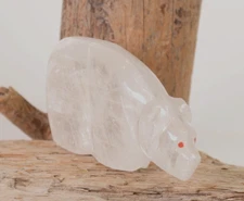 Zuni Selenite Bear Fetish by Debra Quam