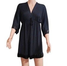 OLIAN Black Maternity Dress with Sequins Black V Neck 3/4 Sleeves Size S Small